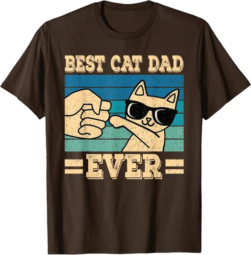 Vista 14 de Best Cat Dad Ever Vintage Funny Cat Lover Retro Men T-Shirt Asphalt Grey