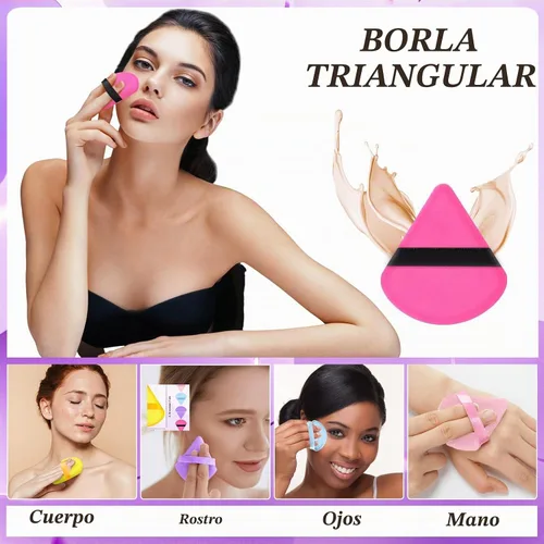 Vista 4 de Skylety 120 piezas de esponja de maquillaje triangular suave para polvo, esponja de belleza para polvo suelto, base cosmética, licuadora Bright