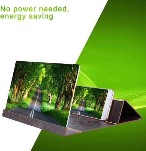 Vista 2 de flexman Lupa de pantalla de 12 pulgadas para smartphone, ampliadora de pantalla de protección ocular de madera, soporte plegable ligero para Marrón