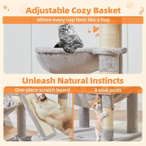 Vista 91 de Taoqimiao Árbol para gatos de 57.5 pulgadas, torre para gatos de interior para adultos, condominio extragrande para gatos, 8 postes rascadores
