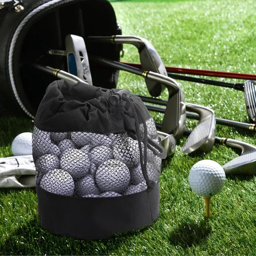 Vista 6 de JJUNW 2 bolsas de almacenamiento para pelotas de golf, bolsas de malla de nailon para pelotas de golf, bolsa de golf, organizador de bolsas de golf