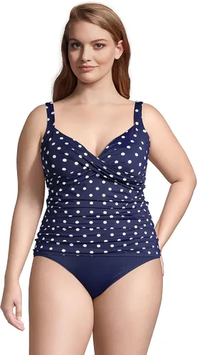 Vista 3 de Lands' End Traje de baño tankini con varillas, resistente al cloro, con control de abdomen, cuello en V