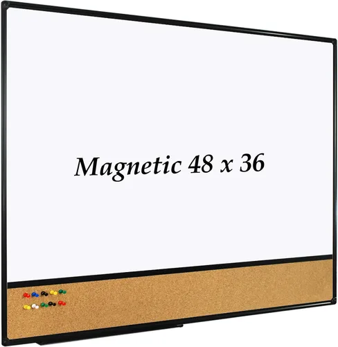 Vista 6 de JILoffice - Pizarrón blanco y corcho combinado para anuncios, tablero combinado 36 x 24 pulgadas, pizarrón magnético, marco de aluminio negro