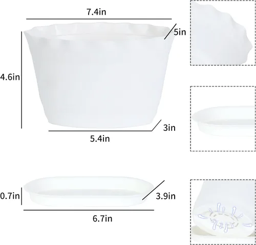 Vista 5 de Oliz Macetas de hierbas, 6 unidades, jardinera de ventana, macetas para plantas suculentas de cactus con bandejas, para decoración del hogar Blanco