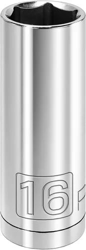 Vista 17 de Powerbuilt 3/8 de pulgada x 1/2 pulgada SAE Deep Socket, 12 puntos, cromo-vanadio, marca de tamaño - 940046