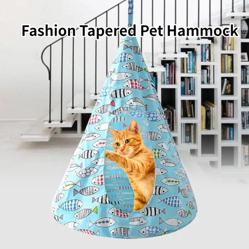 Vista 5 de Hamaca transpirable para gatos, cómoda hamaca colgante para mascotas, columpio para gatos, perros pequeños, conejos (gris, pequeño)