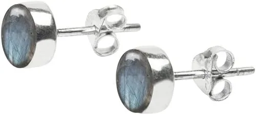 Vista 8 de Gemstone Stud Post Earrings, 925 Sterling Silver Gemstone Earring 6 MM Round Girl Women Gift