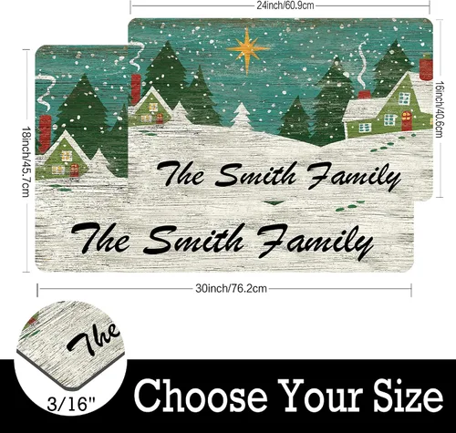Vista 3 de Tapetes de puerta personalizados de bienvenida de Navidad para puerta delantera, tapete de invierno personalizado con nombre de la familia, tapetes