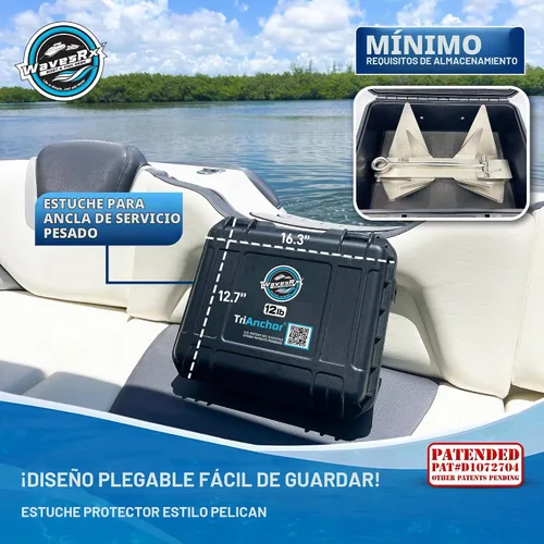 Vista 5 de WAVESRX TriAnchor - Stainless Steel Folding PWC & Boat Anchor Kit Sets Instantly for Effortless Boat & Jet Ski Anchoring Compact Patent-Pending