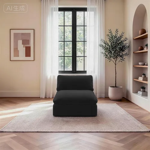 Vista 7 de Sofá modular modular con asiento profundo extra cómodo, sofás modernos negros para sala de estar, apartamento, oficina, espacio pequeño