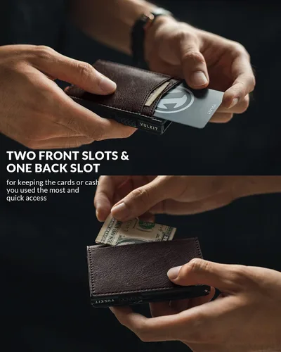 Vista 41 de VULKIT Billeteras delgadas para hombre, con bloqueo RFID, diseño minimalista con capacidad para hasta 11 tarjetas, Negro -, Minimalista