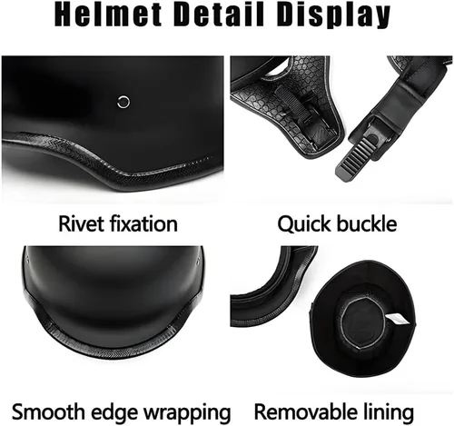 Vista 5 de Casco de motocicleta de estilo alemán, casco de motocicleta aprobado por DOT, para adultos, hombres y mujeres, casco de media carcasa de cara