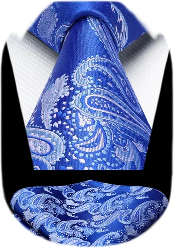 Vista 54 de HISDERN Corbatas para hombre, corbata de cachemira y bolsillo cuadrado tejido clásico floral para hombre, corbata de fiesta de boda