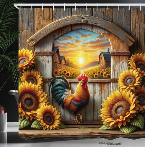 Vista 38 de Ambesonne Cortina de ducha de gato, diseño bohemio de estilo étnico con poses de gatitos sentados y acostados, juego de decoración de baño de tela
