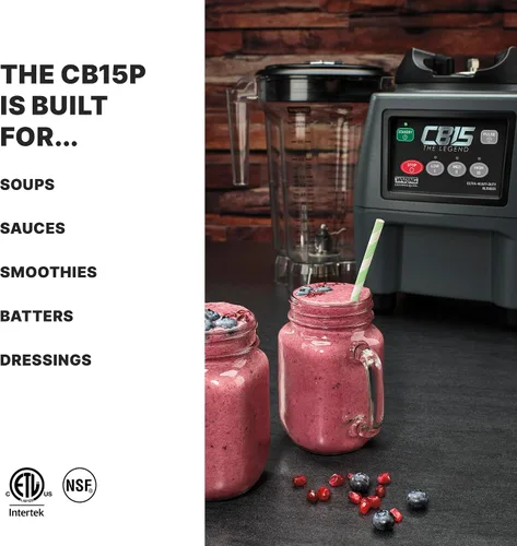 Vista 2 de Waring Licuadora Comercial CB15P Ultra Resistente de 3.75 HP, controles de panel táctil eléctrico con copoliéster libre de BPA, contenedor de 1