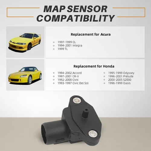 Vista 2 de OTUAYAUTO Sensor de presión absoluta del colector de mapa - Reemplazo para Honda Civic 1996-2000, Accord 1994-2002, Odyssey 1995-1999, Acura CL TL