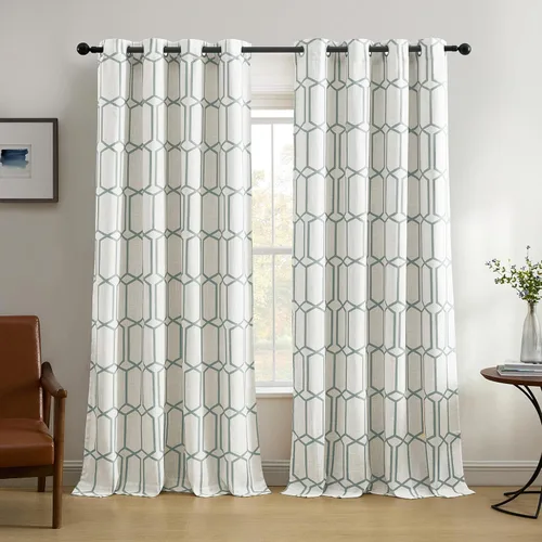 Vista 10 de Elrene Home Fashions Kaiden - Cortina geométrica de oscurecimiento de habitación, panel único, 52" ancho x 84" largo (1 panel), negro