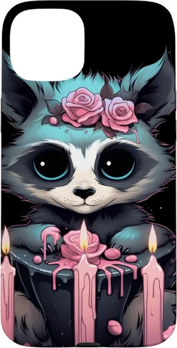 Vista 9 de iPhone 16 Pastel Goth Gothic Raccoon Anime Kawaii Nu Goth Aesthetic Case