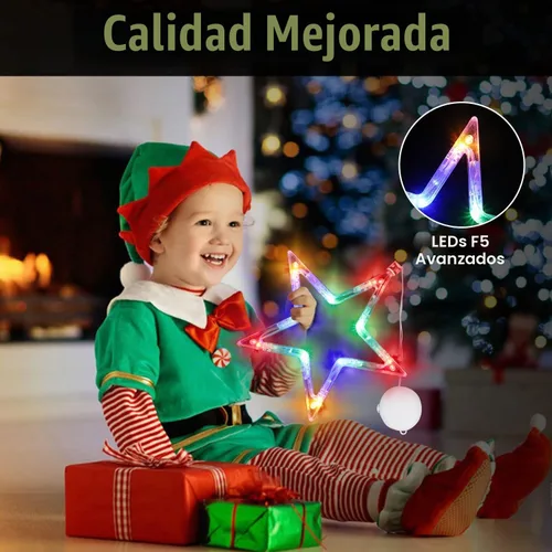 Vista 2 de Luces de decoración de Navidad, 3 luces de Navidad para ventana, funciona con pilas, decoración de ventana de Navidad, árbol y cascabel
