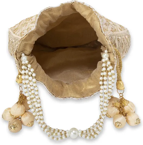 Vista 7 de Aheli Potli - Bolsa de regalo para mujer, hecha a mano, de noche, elegante bolso de novia, bolso de moda