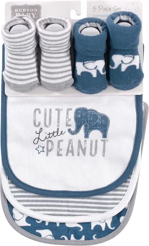 Vista 69 de Hudson Baby Conjunto de babero y calcetines unisex de algodón para bebé