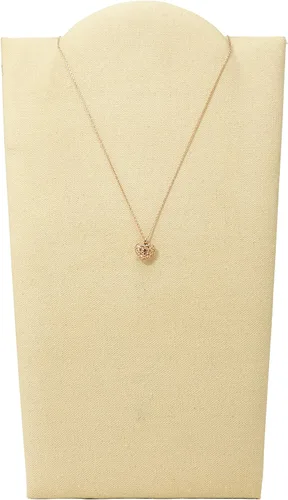 Vista 2 de Fossil collar con dije de acero inoxidable en tono rosa dorado para mujer