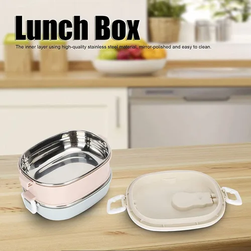 Vista 3 de Lonchera de 60.9 fl oz, recipientes de almuerzo de acero inoxidable 304 para adultos, portátil, a prueba de fugas, ecológica, para alimentos fríos