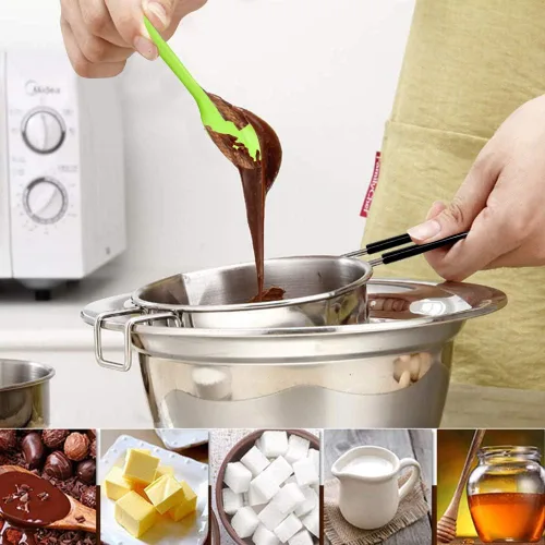 Vista 6 de Olla de Fusión de Doble Caldera con 600ML, Olla de Fusión de Chocolate de Acero Inoxidable con Mango Resistente al Calor para Mantequilla Caramelo