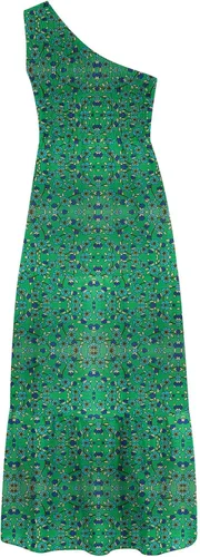 Vista 4 de MRGIINRI Vestido de verano bohemio con un hombro para mujer sexy sin mangas estampado floral volantes para fiesta en la playa vestidos midi