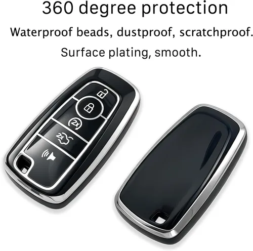 Vista 3 de Kirsnda Funda para llavero compatible con Ford, funda de TPU suave para llave Expedition para Mustang Fusion Raptor F250 F350 F450 F550 Edge Negro