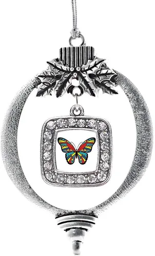 Vista 40 de Inspired Silver - Adorno con dije de reina de rodillo - Adornos navideños cuadrados de plata con joyas de circonita cúbica