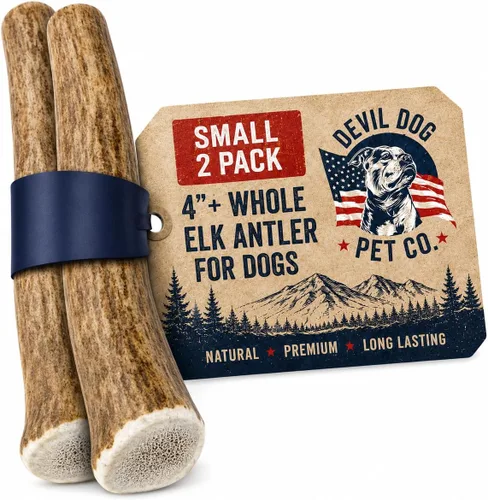 Vista 23 de Devil Dog Pet Co. Cuernos de alce divididos para perros, masticables naturales para perros con médula expuesta, larga duración y sin olor