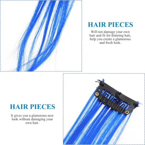 Vista 3 de KALLORY 12 extensiones de peluca, accesorios para el cabello, pelucas para mujer, joyas para el cabello, extensiones de cabello con clip