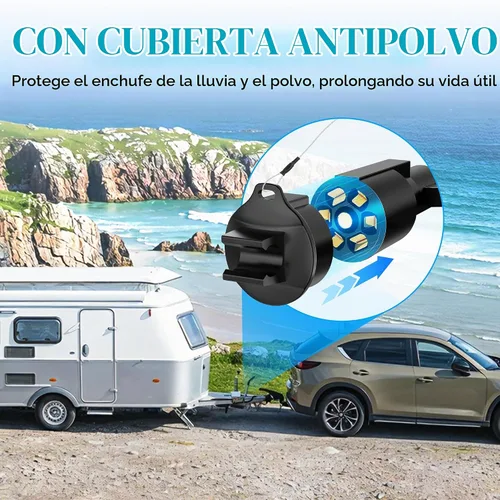 Vista 3 de Cable trailer con enchufe de 7 entradas alineadas para tareas pesadas con una caja de conexión de 7 entradas. 8 pies, a prueba de agua de MICTUNING.