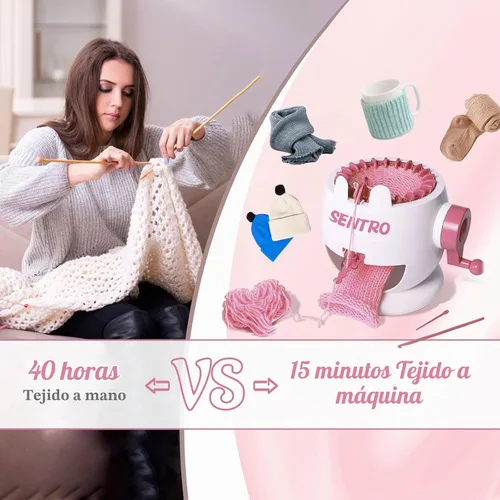 Vista 4 de FYGAIN SENTRO Máquina de tejer, 22 agujas para tejer ganchillo Kit para calcetín/sombrero/calabaza