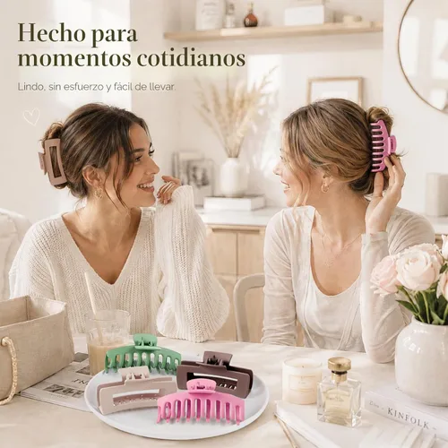 Vista 7 de TOCESS Paquete de 8 pinzas grandes para el cabello para mujer, pinzas grandes para cabello fino y grueso, rizado, agarre fuerte de los años 90, 4.33