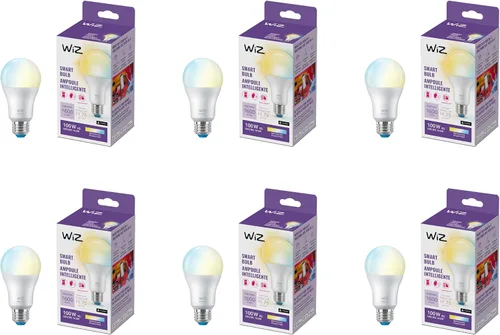 Vista 8 de WiZ Connected Bombillas inteligentes LED A19 de 100 W, sintonizables, color blanco, se conecta a tu Wi-Fi, bombilla inteligente E26, controla