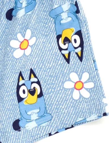 Vista 6 de Bluey Conjunto de camiseta y pantalones cortos de rizo francés para niñas pequeñas