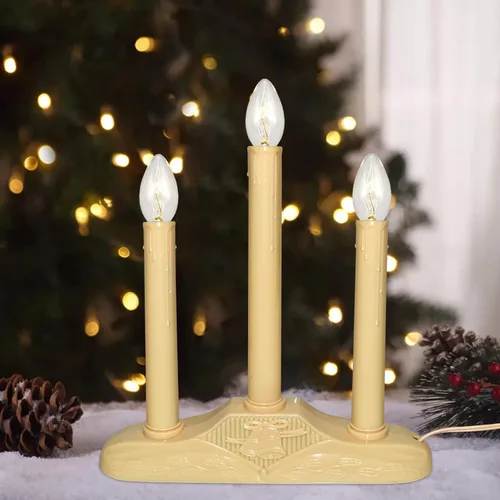 Vista 6 de Abeja Velas de Ventana de Navidad de 3 Luces, Lámpara de Vela de Ventana Eléctrica, Lámpara de Vela de Navidad con Enchufe y 4 Bombillas C7