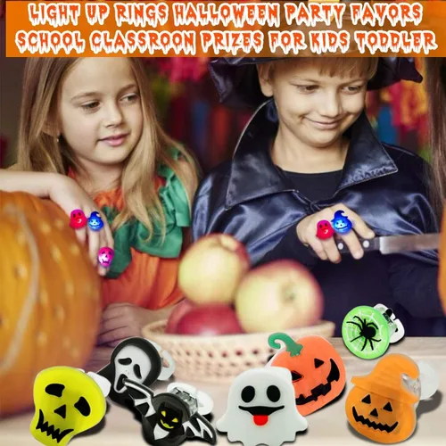 Vista 3 de Anillo de luz LED de Halloween para niños y adultos, anillo de dedo flash para cumpleaños, Halloween, fiesta, juguete suave parpadeante, goma