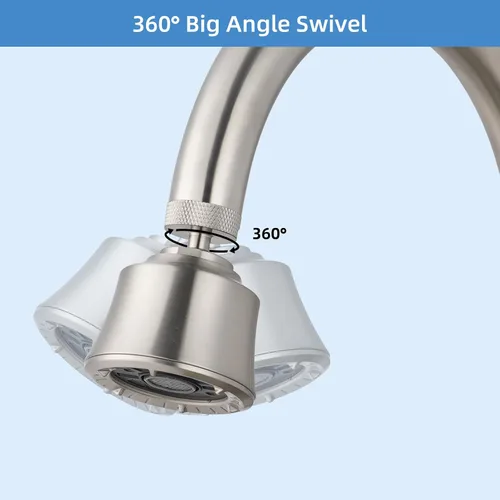 Vista 6 de Hygie Rinse Reemplazo de la cabeza del grifo del fregadero de cocina, accesorio rociador de 4 grifos rociadores con giro de ángulo grande, rosca