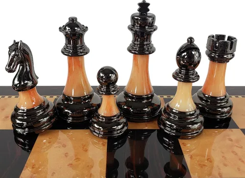 Vista 4 de HPL Staunton - Juego de ajedrez cromado y negro para hombre con tablero de color nogal oscuro de 18 pulgadas, 2 jugadores, a partir de 12 años