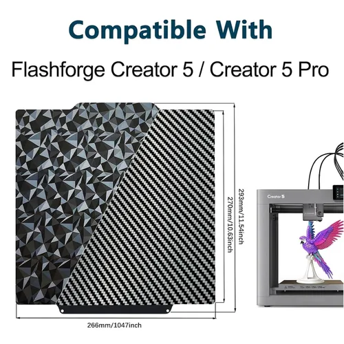 Vista 2 de para Flashforge Creator 5/Creator 5 Pro Build Plate PEO+PET
