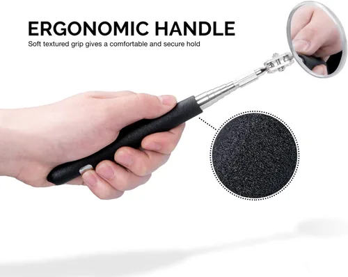 Vista 3 de Tooluxe 20731L - Juego de herramientas telescópicas de recogida magnética y espejo de inspección, 3 piezas, mango telescópico con accesorio