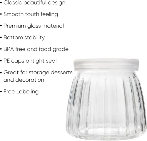 Vista 3 de Tarros pequeños de yogur, tarros de vidrio transparente de 4 onzas con tapas, recipiente de yogur de vidrio con tapas (PE), tarro de pudín