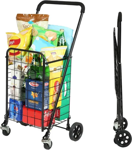 Vista 11 de Siffler Carrito de compras con capacidad de 396lbs, carrito de compras grande actualizado con ruedas, carritos de compras plegables resistentes