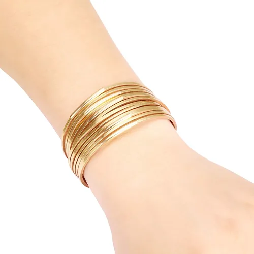 Vista 2 de Fesciory - Pulseras envolventes de cuero para mujer, brazalete de cuentas de cristal de leopardo, bohemia, multicapa