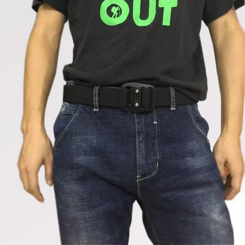 Vista 6 de WYuZe Cinturón táctico militar elástico para hombre de la correa del metal de los aparejos de la correa