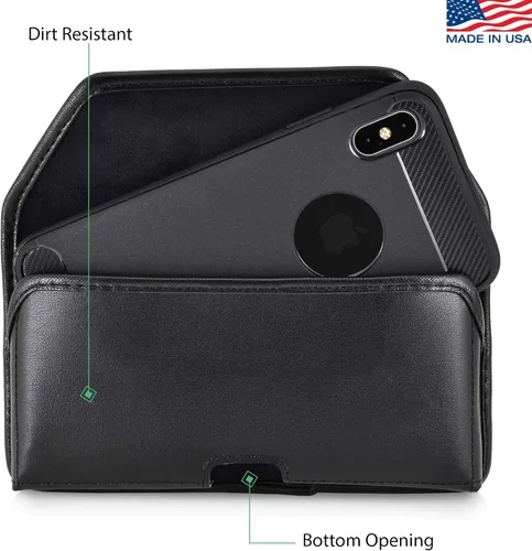 Vista 4 de Turtleback Funda diseñada para iPhone 11 Pro Max (2019) y iPhone Xs MAX (2018), funda de piel negra con clip ejecutivo para cinturón, horizontal