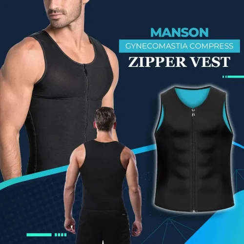 Vista 2 de Chaleco de compresión para hombre, chaleco de compresión Manson para ginecomastia con cremallera